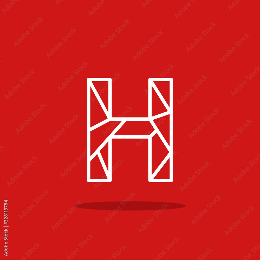 Vector Logo Letter Lines Red White H Vector Logo Letter Lines Red White H