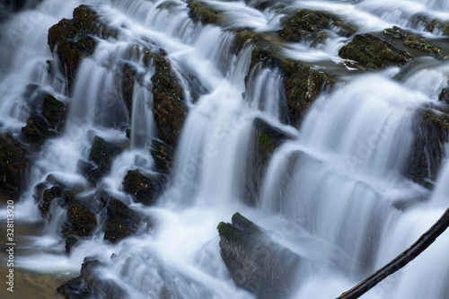 Landscape of a waterfall on Walden Creek captured with motion blur  Great Smoky Mountains National Park  Tennessee  USA