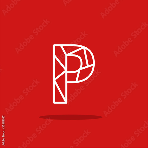 Vector Logo Letter Lines Red White P