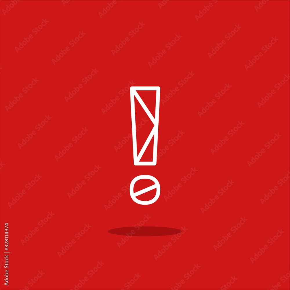 Vector Logo Lines Red White Exclamation Mark Vector Logo Lines Red White Exclamation Mark