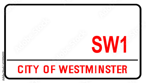 City Of Westminster London Blank Street Sign