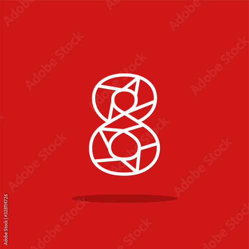 Vector Logo Number Lines Red White 8