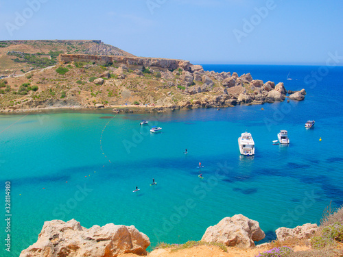 Beautiful view of the azure bay. Malta