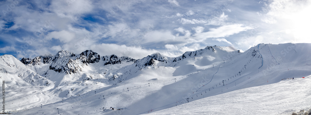 Winter landscape in Andorra - obrazy, fototapety, plakaty 