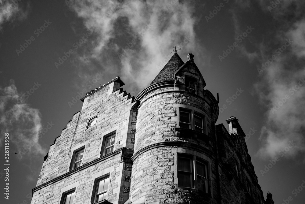 old building in edinburgh scotland with blue sky old building in edinburgh scotland with blue sky
