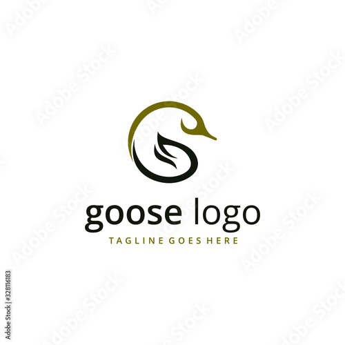 Fototapeta Naklejka Na Ścianę i Meble -  Goose logo design. Awesome our combination goose with letter G logo. A goose & letter G logotype.