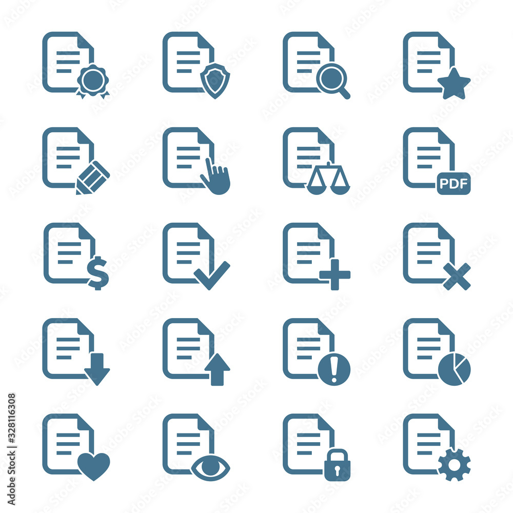 Set of document icons. Vector illustration Set of document icons. Vector illustration