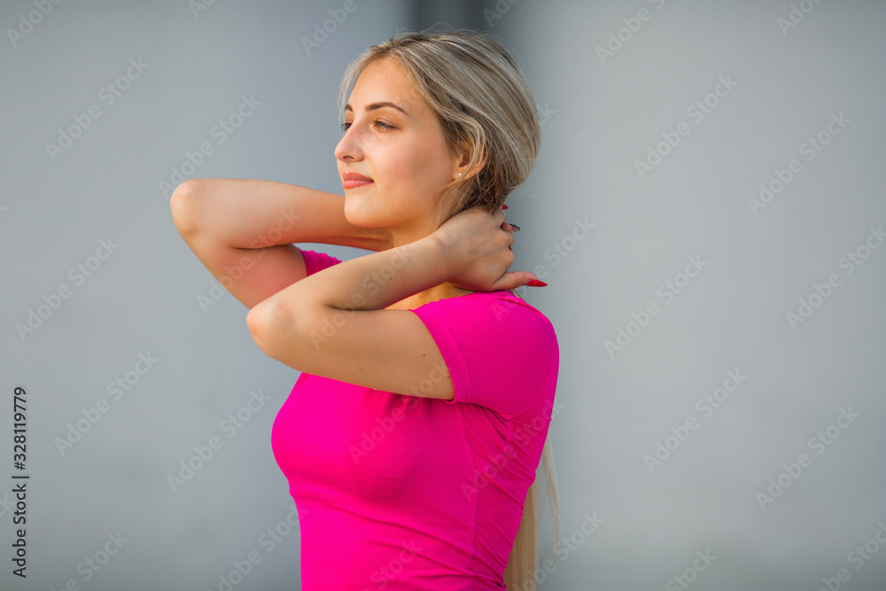 beautiful young woman in sportswear goes in for sports beautiful young woman in sportswear goes in for sports