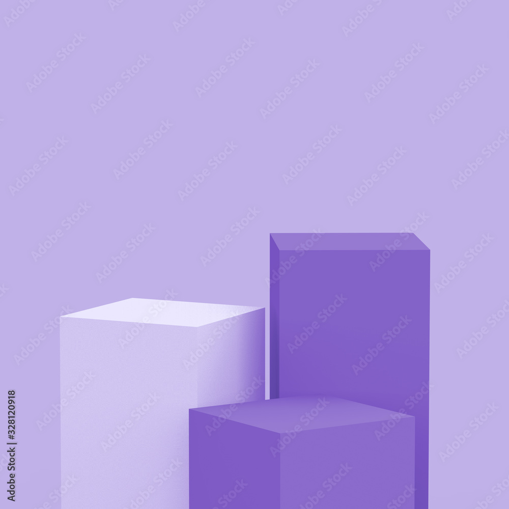 3d purple violet and white cubes square podium minimal studio background. Abstract 3d geometric shape object illustration render. Display for cosmetic perfume fashion product. 3d purple violet and white cubes square podium minimal studio background. Abstract 3d geometric shape object illustration render. Display for cosmetic perfume fashion product.