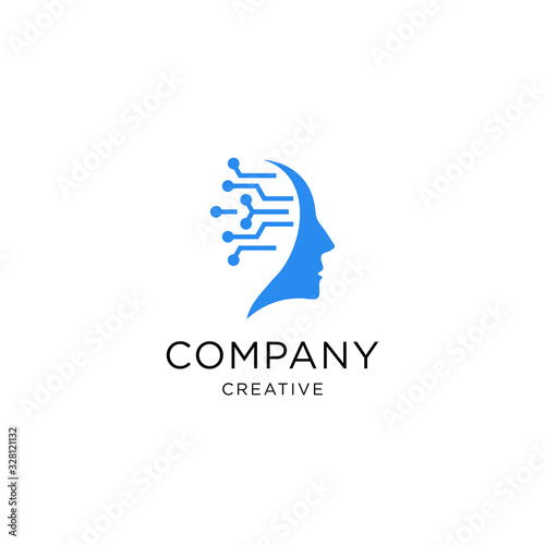  Head Tech logo, colorful Head logo concept vector, Head digital Technology Logo template designs vector illustration