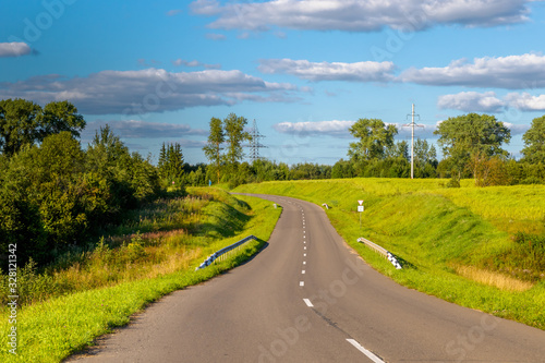 Country narrow winding asphalt road