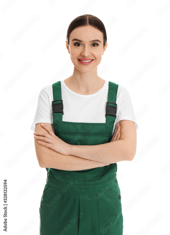 Portrait of professional auto mechanic on white background Portrait of professional auto mechanic on white background