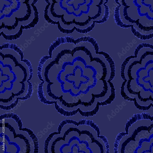 Creative seamless pattern with hand drawn ikat stars. Ethnic boho seamless pa...