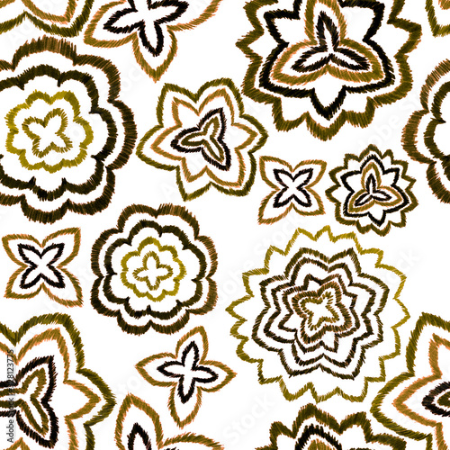 Creative seamless pattern with hand drawn ikat stars. Ethnic boho seamless pa...
