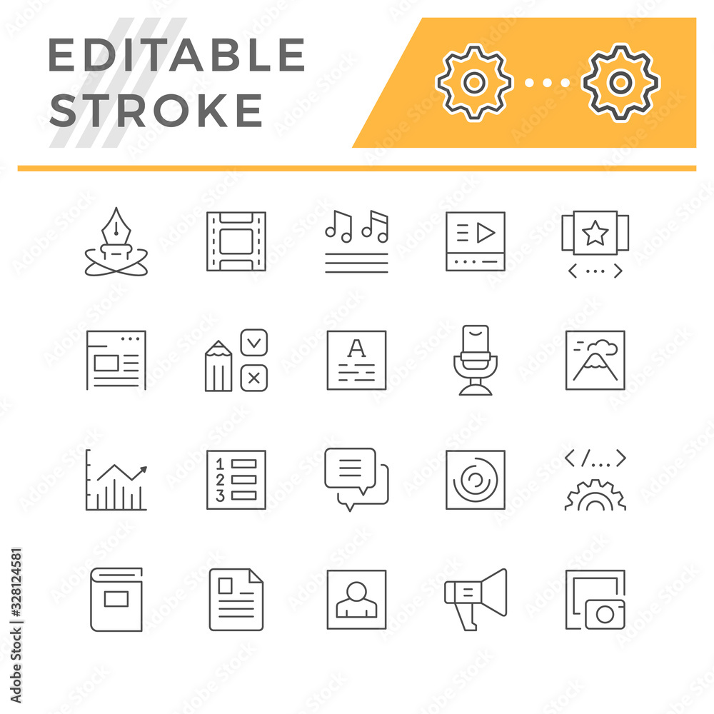 Set line icons of web content Set line icons of web content
