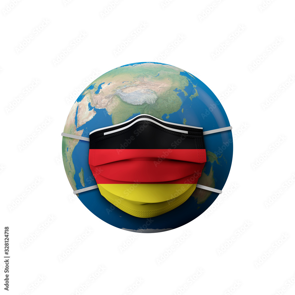 Fototapeta premium Germany flag protective medical mask. 3D Rendering