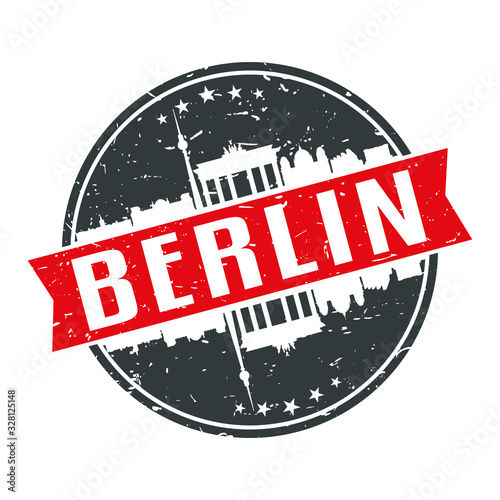 Berlin Germany Round Travel Stamp. Icon Skyline City Design Vector.