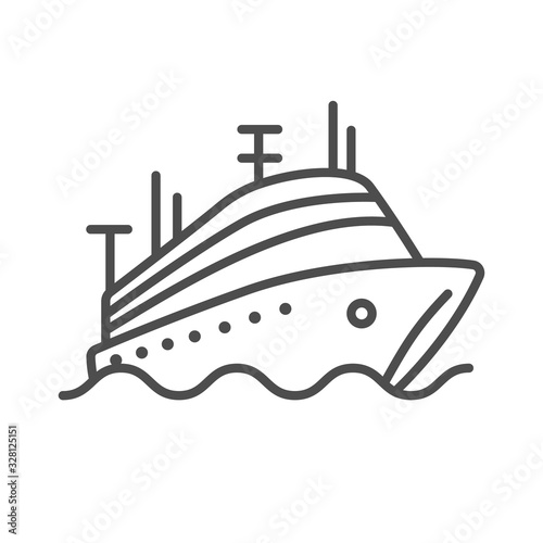 Cruise ship. Flat icon. Vector illustration.
