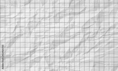 grid line paper of sheet  gray straight lines on crumpled white paper texture background  Illustration business office and the bathroom wall and education.