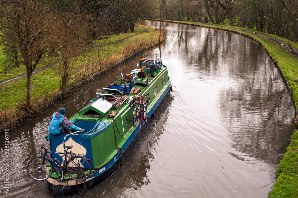 Canal boat, Lancaster Canal, Lancaster, England, UK