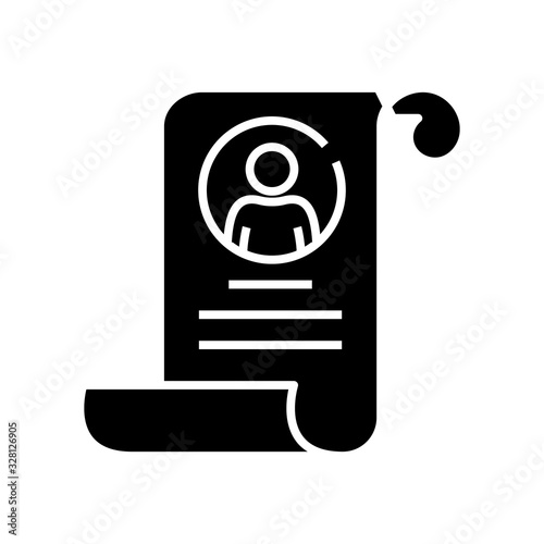 Profile black icon, concept illustration, vector flat symbol, glyph sign.