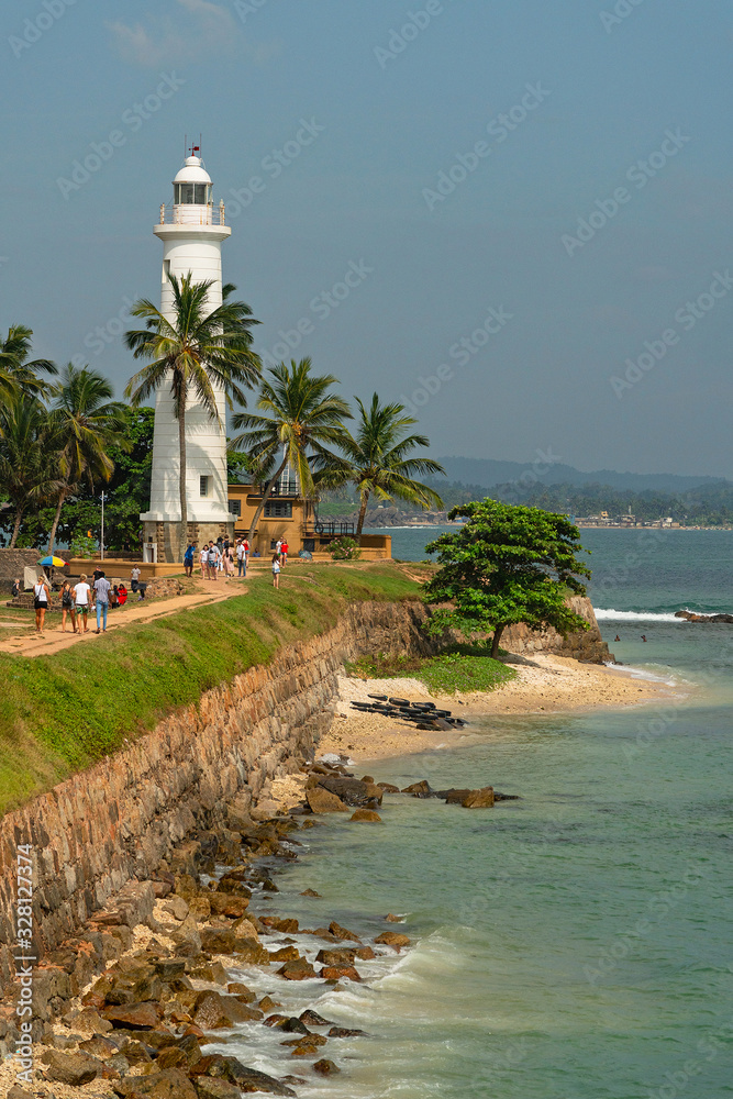 Sri Lanka: Galle fort lighthouse, Indian ocean view. Sri Lanka: Galle fort lighthouse, Indian ocean view.