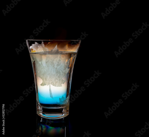 Glass objects on a black background