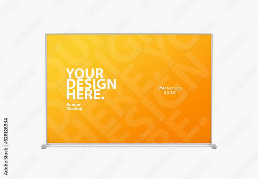 Wall Banner with Metallic Frame Mockup Stock Template Adobe Stock