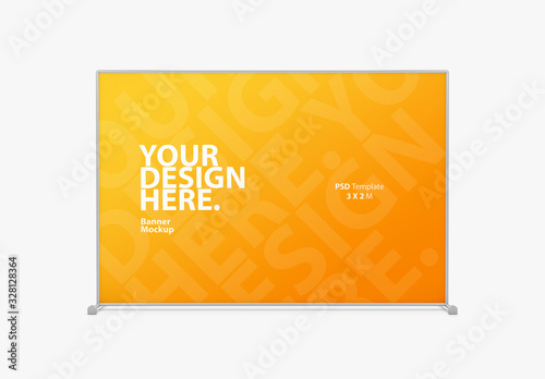 Wall Banner with Metallic Frame Mockup