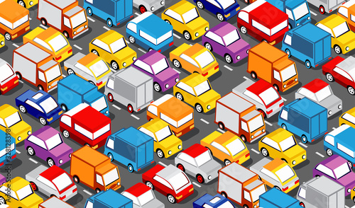 Seamless repeating urban pattern Isometric area of the city car parking