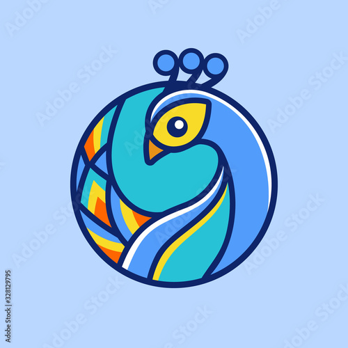 Peacock in a circle logo design