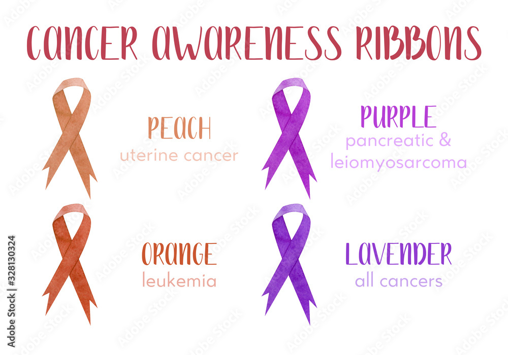 Set Ribbon All Cancers Cancer Awareness Ribbons Vector Stock