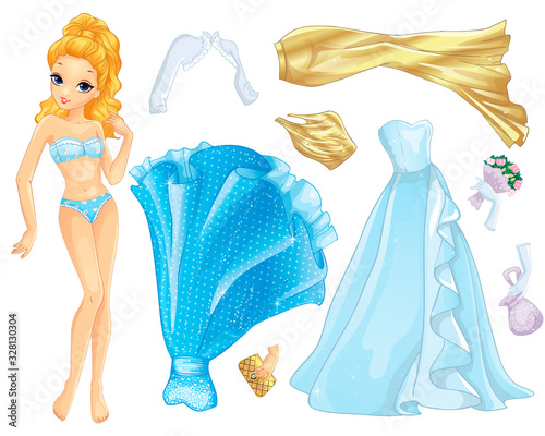 Paper Doll Cinderella With Set Ball Clothes