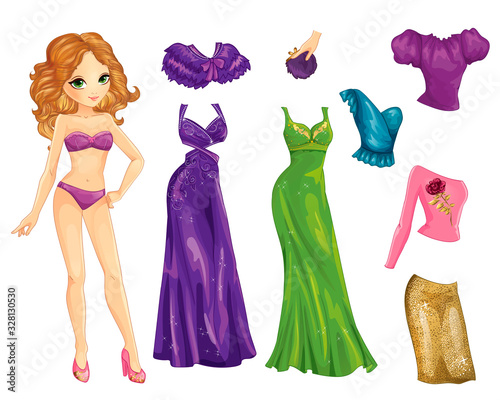 Paper Fashion Doll With Glamorous Party Dresses