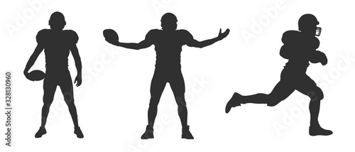 Vector silhouette of american football players on white background.