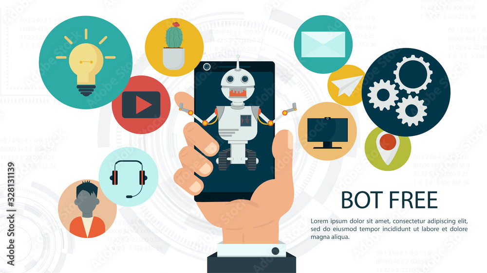 Banner Chatbot Virtual Help organizer on your phone For Website Or Mobile Apps Artificial Intelligence Concept Flat Vector Illustration Banner Chatbot Virtual Help organizer on your phone For Website Or Mobile Apps Artificial Intelligence Concept Flat Vector Illustration