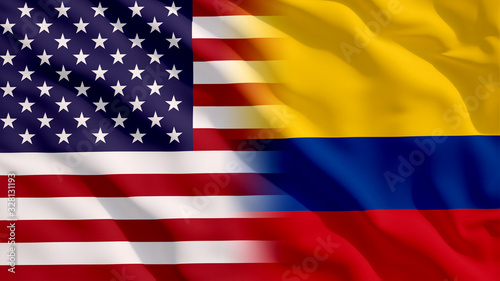 Fotografija Waving USA and Colombia Flags