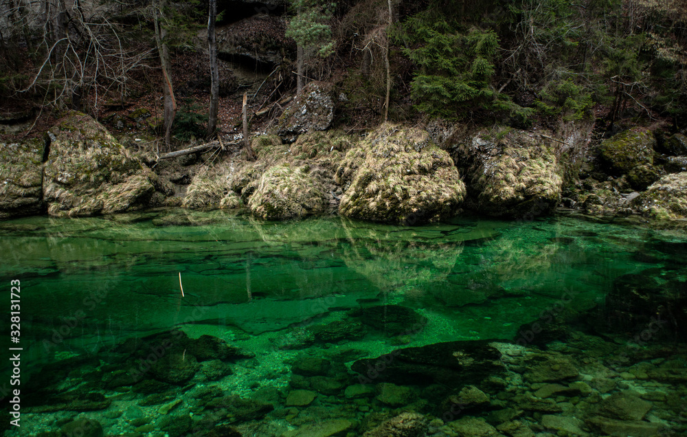 Rio de montaña con aguas cristalinas Rio de montaña con aguas cristalinas