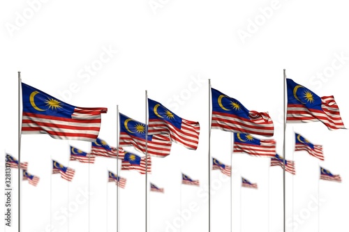 beautiful Malaysia isolated flags placed in row with bokeh and space for your text - any celebration flag 3d illustration..