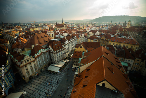 Elevated view of Mala Strana town with red roofs in Prague, Czech Republic photo