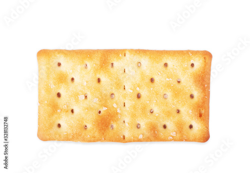 Canvas Print Close up healthy whole wheat cracker on white background , top view or overhead