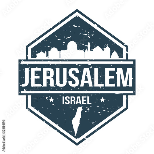 Jerusalem Israel Travel Stamp. Icon Skyline City Design Vector.