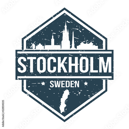 Canvas Print Stockholm Sweden Travel Stamp. Icon Skyline City Design Vector.
