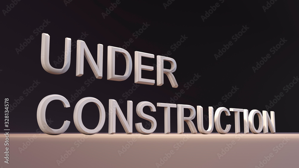 3D render of the words under construction. inscription on a black background, an interesting angle. reconstruction sign, spotlighted. giant white letters. 3D render of the words under construction. inscription on a black background, an interesting angle. reconstruction sign, spotlighted. giant white letters.