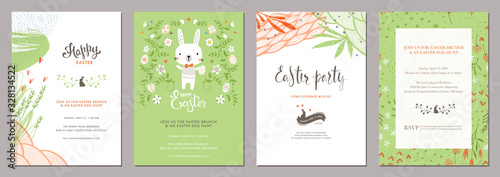 Trendy floral Easter templates. Good for poster, card, invitation, flyer, cover, banner, placard, brochure and other graphic design. 