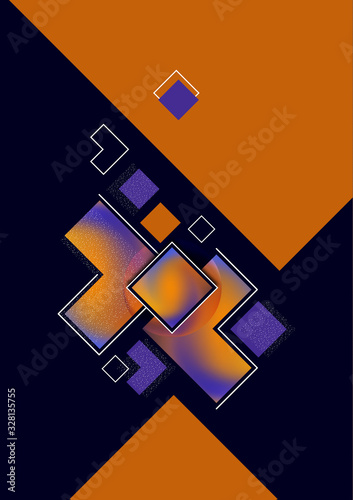 Colorful decorative composition, abstract geometric shapes texture on black. Universal cover template graphic design, minimal background pattern.