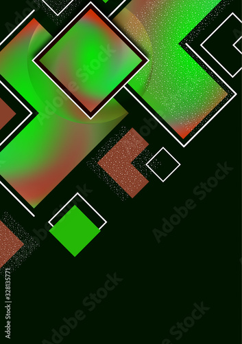 Colorful decorative composition, abstract geometric shapes texture on black. Universal cover template graphic design, minimal background pattern.