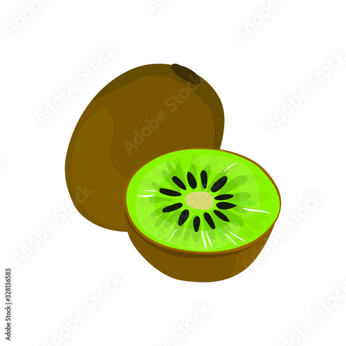 slice of kiwi isolated on white background