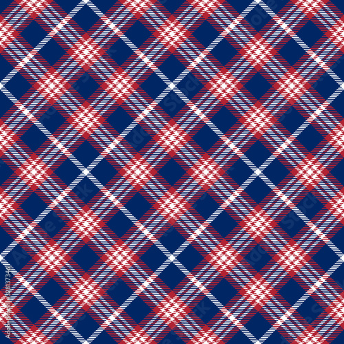  Blue, Red and White of Patriotic Tartan Seamless Patterns