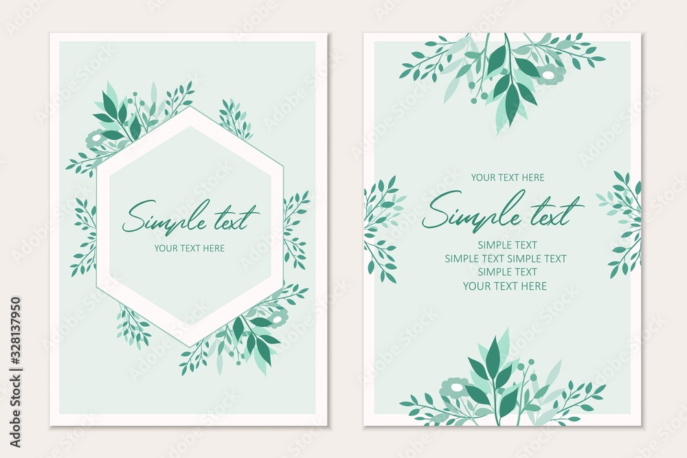 botanical card template. Invitation cards botanical card template. Invitation cards